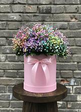 Цветочная композиция из Гипсофила и Розы в шляпной коробке #REPLACE_PRED# Смоленской