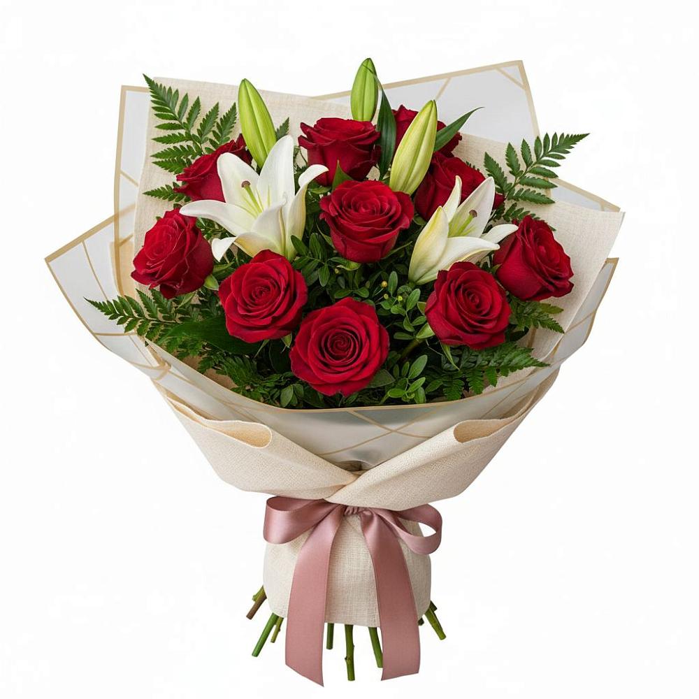 Букет цветов из: Лилии и Розы в Смоленской