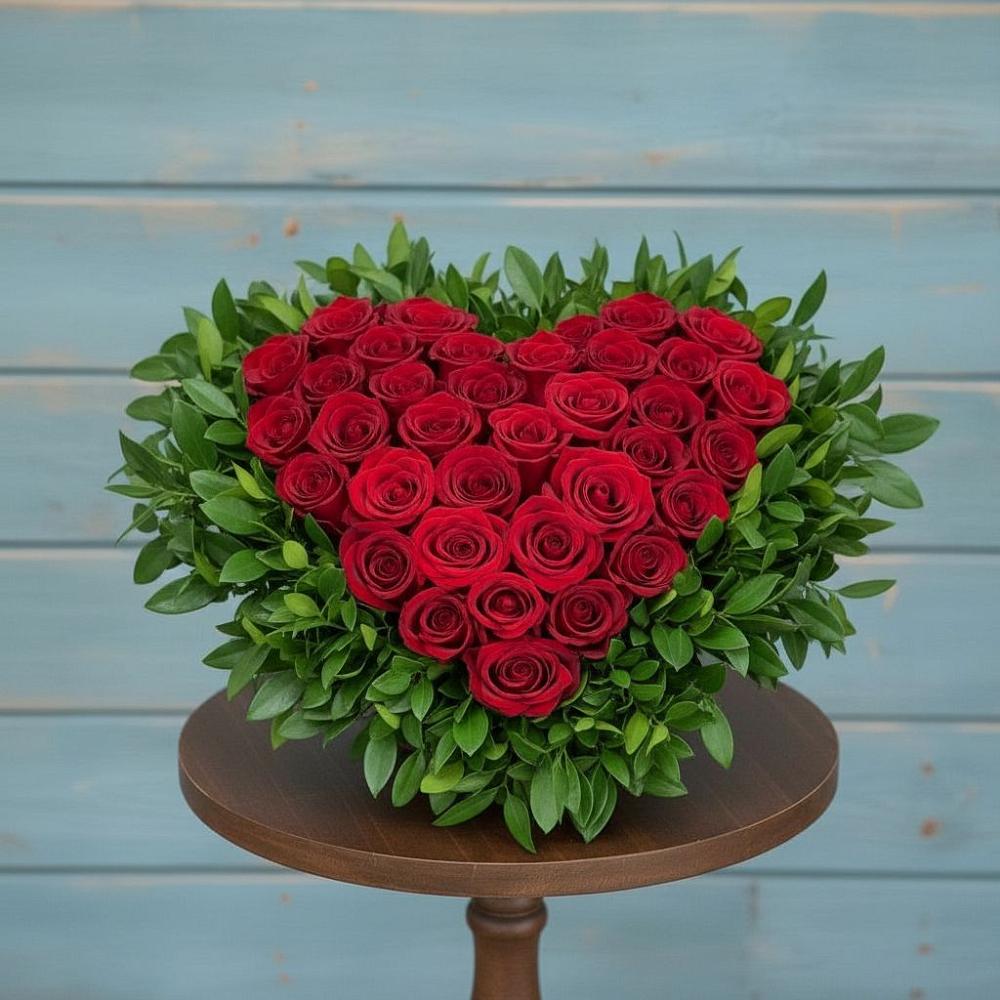 Цветочная композиция из Розы в виде сердца в Смоленской