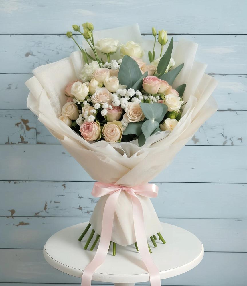 Букет цветов из: Розы и Лизиантусы в Смоленской