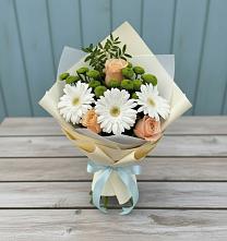 Букет цветов из:  Герберы, Розы и Хризантемы #REPLACE_PRED# Смоленской